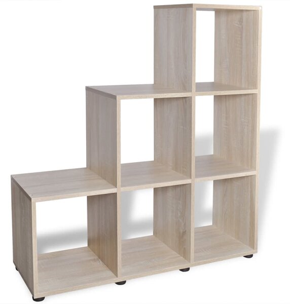 Tölgyszínű lépcsős könyvespolc/vitrines polc 107 cm