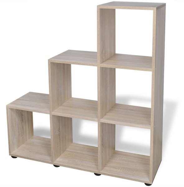 Tölgyszínű lépcsős könyvespolc/vitrines polc 107 cm