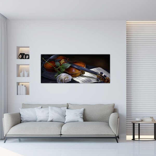 Kép - Rózsa és hegedű (120x50 cm)