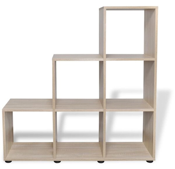 Tölgyszínű lépcsős könyvespolc/vitrines polc 107 cm