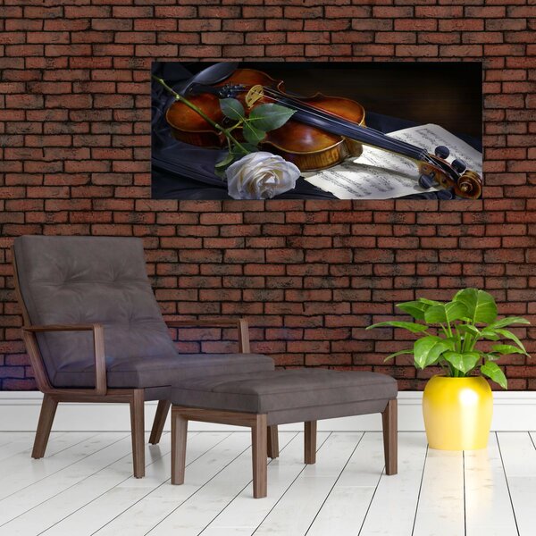 Kép - Rózsa és hegedű (120x50 cm)