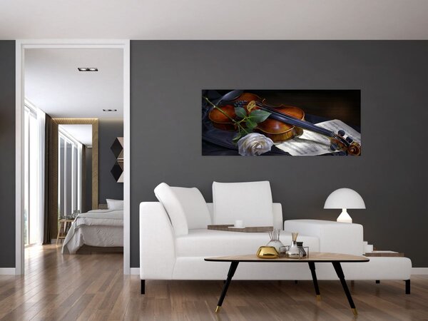 Kép - Rózsa és hegedű (120x50 cm)