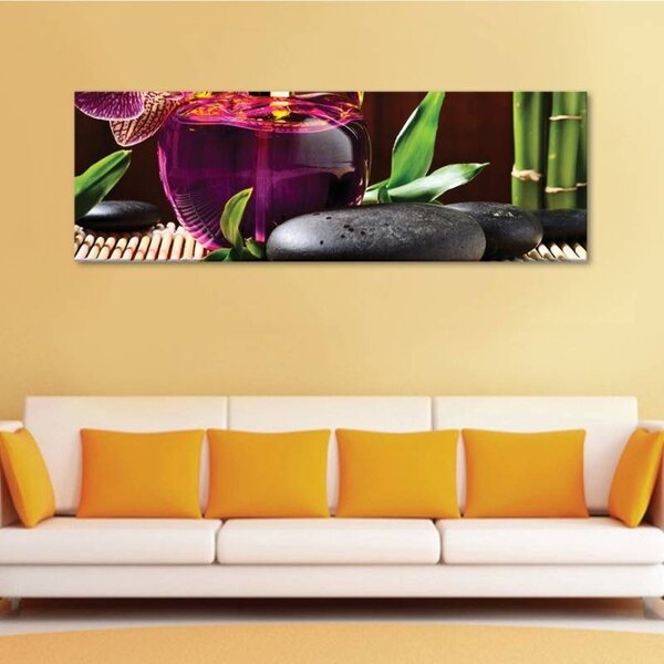 70x40 cm - Bambusz és spa kövek feng shui vászonkép