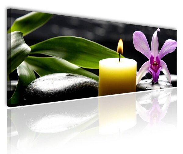 70x40 cm - Orchidea Spa és gyertyafény vászonkép
