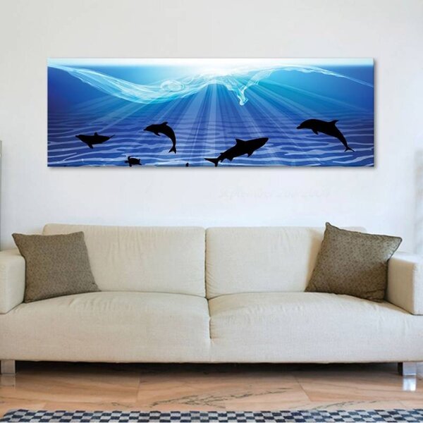 70x40 cm - Cápák illusztráció vászonkép