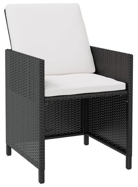 11 darabos fekete kültéri polyrattan és akácfa étkezőszett