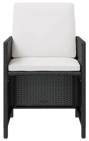 13 darabos fekete kültéri polyrattan és akácfa étkezőszett