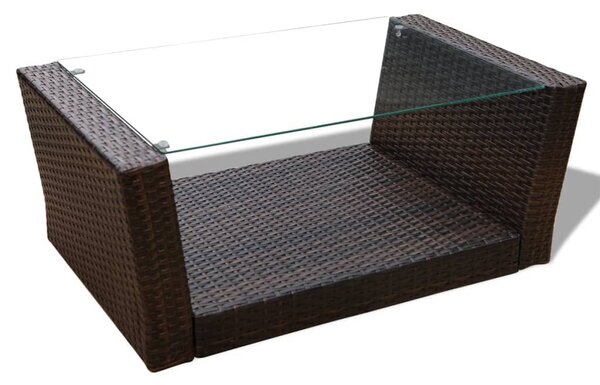 4-részes barna polyrattan kerti bútorszett párnákkal