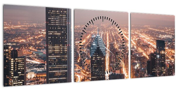 Fényes metropolisz képe (órával) (90x30 cm)