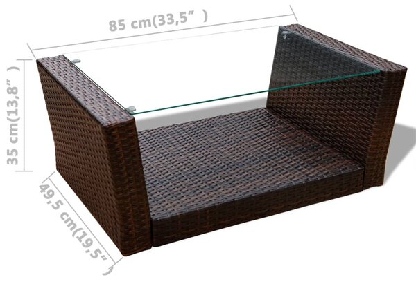 4-részes barna polyrattan kerti bútorszett párnákkal