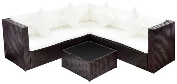 4 részes barna polyrattan kerti ülőgarnitúra párnával