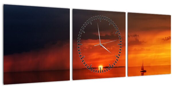 Vitorlás naplementekor (órával) (90x30 cm)