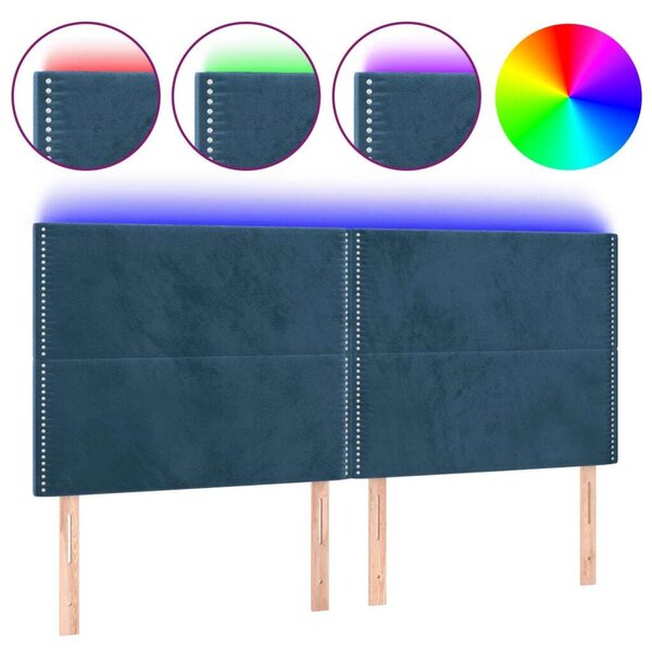 Bársony LED Fejtámla - Sötétkék - 200x128cm