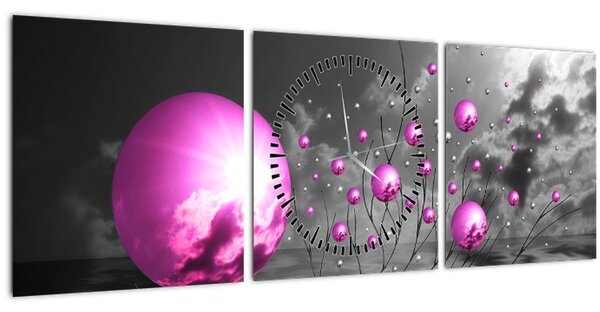 Rózsaszín gömbök képe (órával) (90x30 cm)