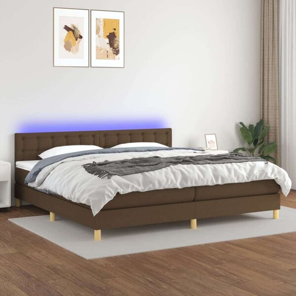 VidaXL LED-es Ágy - Barna Szövet - 200x200 cm