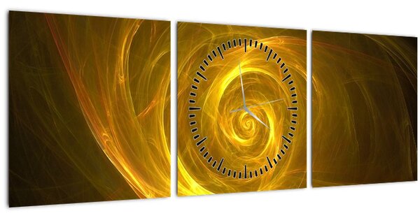 Absztrakt sárga spirál képe (órával) (90x30 cm)