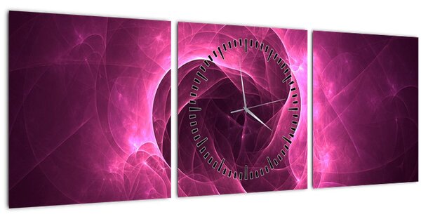 Modern rózsaszín absztrakció képe (órával) (90x30 cm)