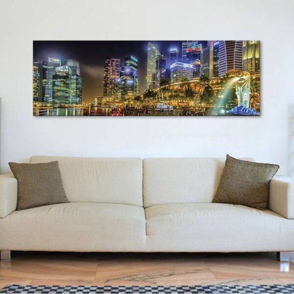 70x40 cm - Szingapur fényei vászonkép