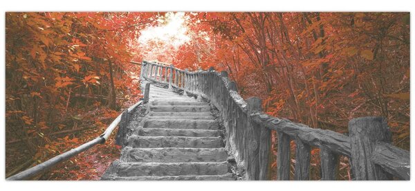 Kép - Lépcsők a természetben, narancssárga (120x50 cm)