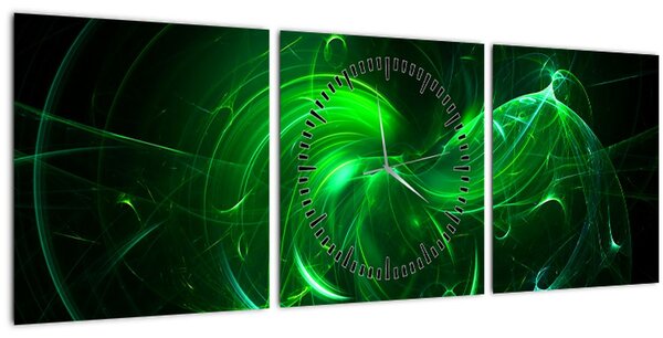 Kép - zöld absztrakció (órával) (90x30 cm)