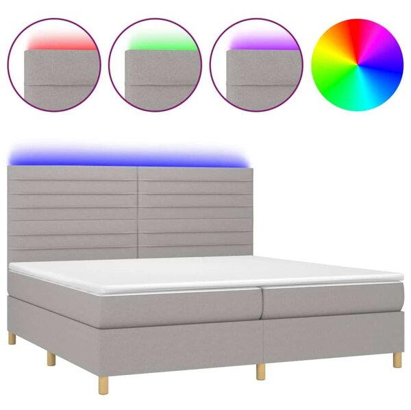 VidaXL LED-es Rugós Ágy - Szövet - 200x200 cm