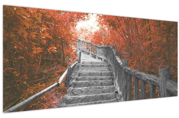 Kép - Lépcsők a természetben, narancssárga (120x50 cm)