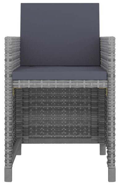 5-részes szürke kültéri polyrattan étkezőszett párnákkal