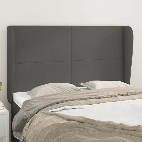 VidaXL Ágyfejtámla - Szürke Műbőr - Szárnyakkal - 147cm