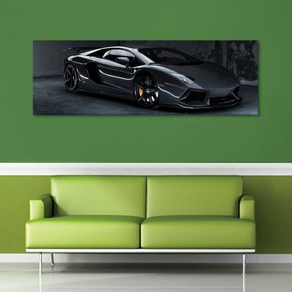 70x40 cm - Fekete sportautó vászonkép