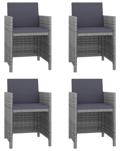 5-részes szürke kültéri polyrattan étkezőszett párnákkal