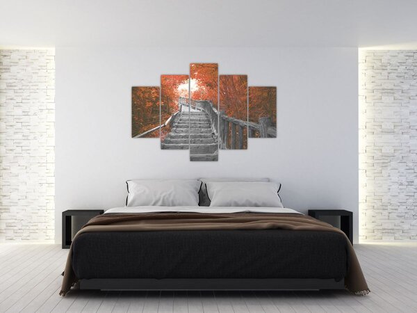 Kép - Lépcsők a természetben, narancssárga (150x105 cm)