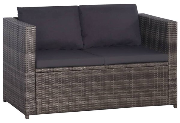 3 darabos szürke polyrattan bisztrószett párnákkal