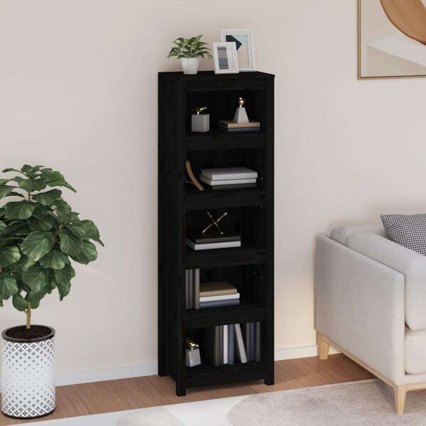 VidaXL Fekete Fenyőfa Könyvespolc - 5 Polc - 50x35x154 cm