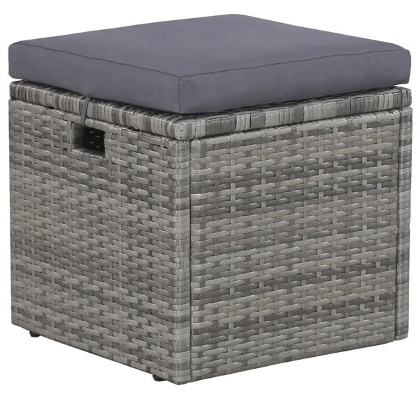6-részes szürke polyrattan kerti bútorszett párnákkal