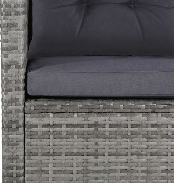 6-részes szürke polyrattan kerti bútorszett párnákkal