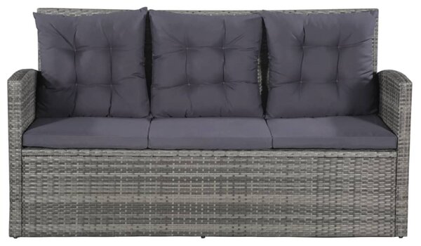 6-részes szürke polyrattan kerti bútorszett párnákkal