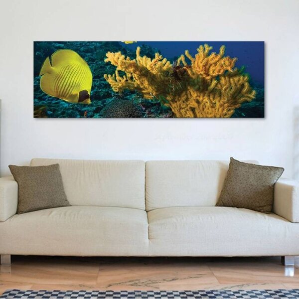 70x40 cm - Sárga hal és koral vászonkép