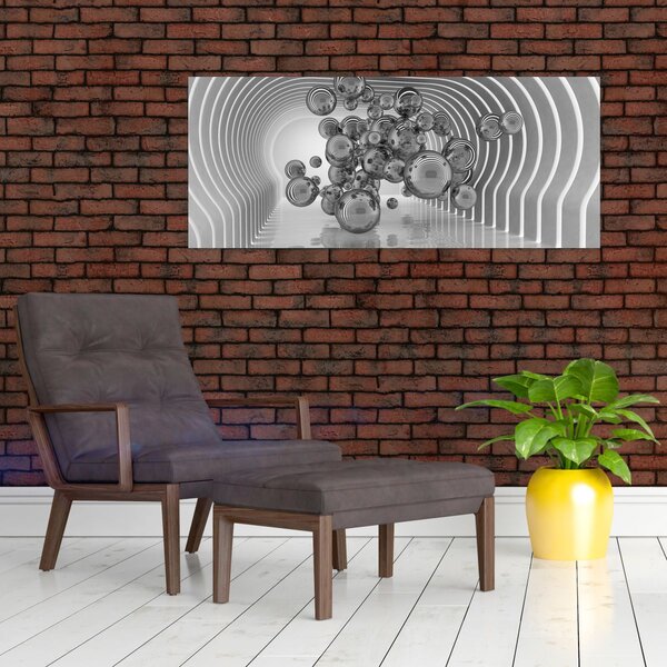 Kép - Fekete-fehér buborékok (120x50 cm)
