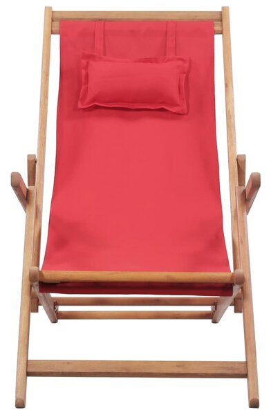 Piros összecsukható szövetkárpitos favázas strandszék