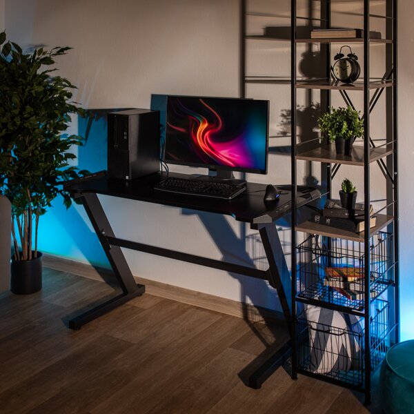 KONDELA PC asztal/gamer asztal, fekete, JADIS