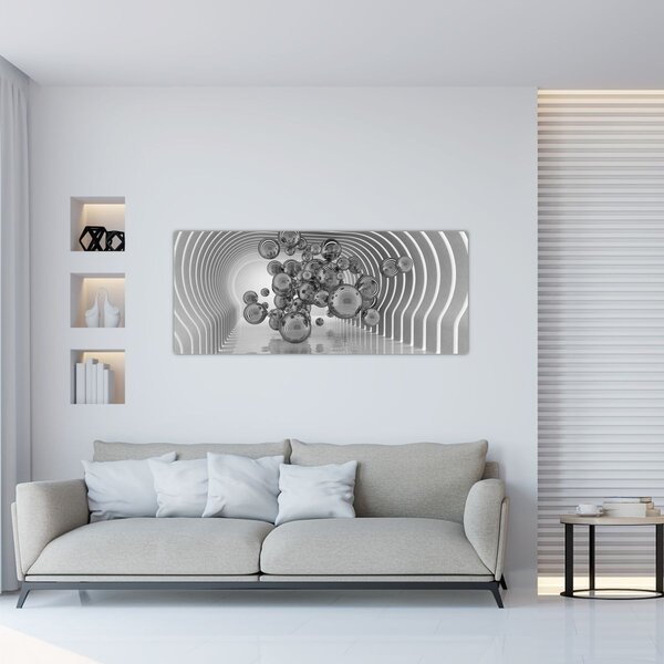 Kép - Fekete-fehér buborékok (120x50 cm)
