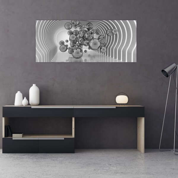 Kép - Fekete-fehér buborékok (120x50 cm)