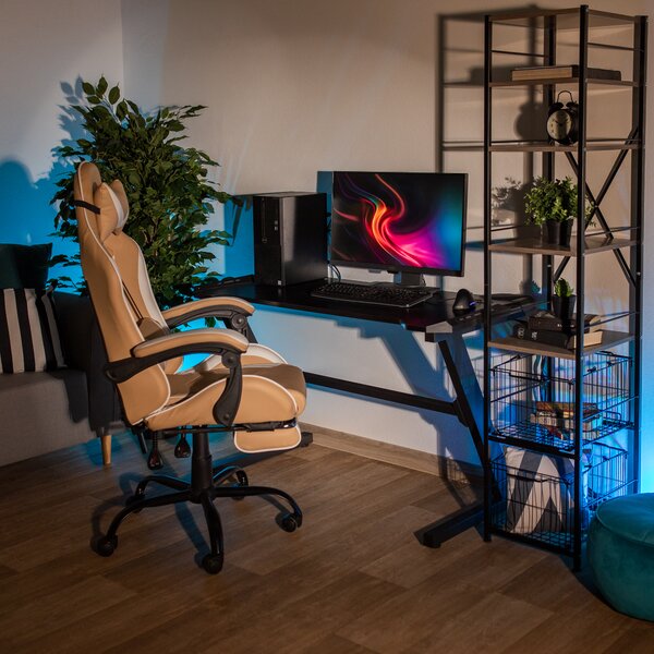 KONDELA PC asztal/gamer asztal, fekete, JADIS