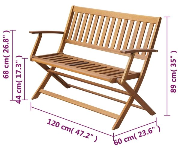 Tömör akácfa kerti pad 120 cm