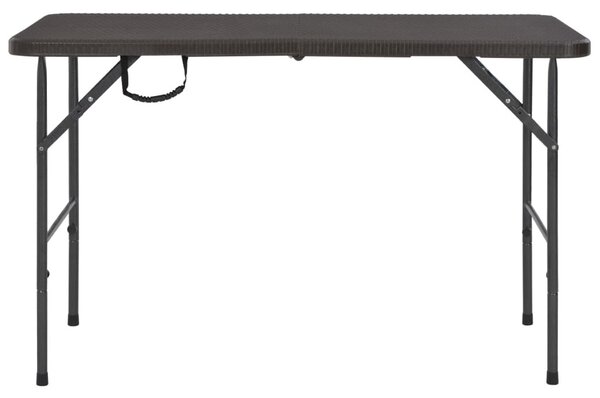 Barna rattan hatású HDPE összecsukható kerti asztal 120x60x74cm