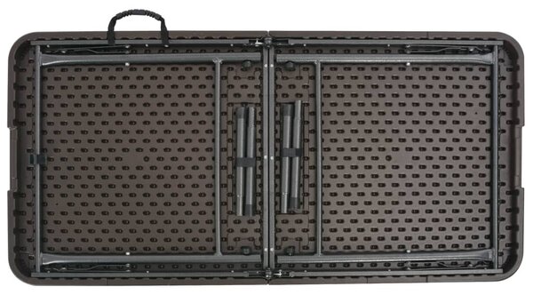 Barna rattan hatású HDPE összecsukható kerti asztal 120x60x74cm