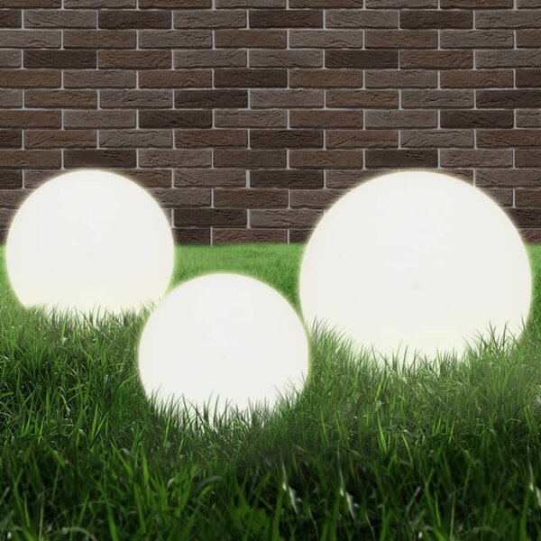 3 db-os LED gömblámpa-szett 20 / 30 / 40 cm PMMA