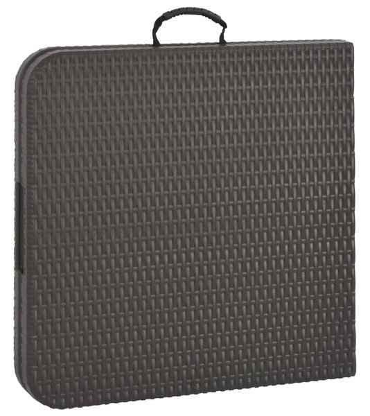 Barna rattan hatású HDPE összecsukható kerti asztal 120x60x74cm