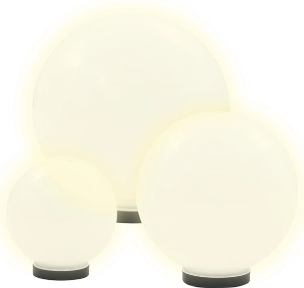 3 db-os LED gömblámpa-szett 20 / 30 / 40 cm PMMA