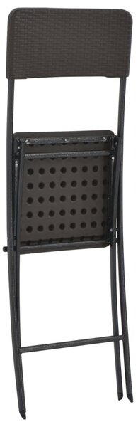 VidaXL 2 db barna összecsukható rattan küllemű HDPE és acél bárszék